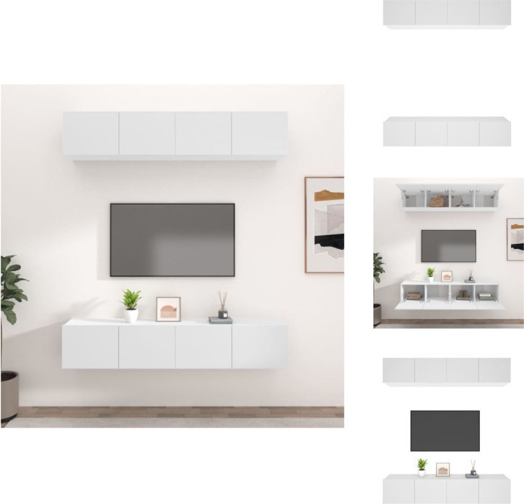 vidaXL TV-Schränke 4 Stk. Weiß 80x30x30 cm Holzwerkstoff - TV-Möbel