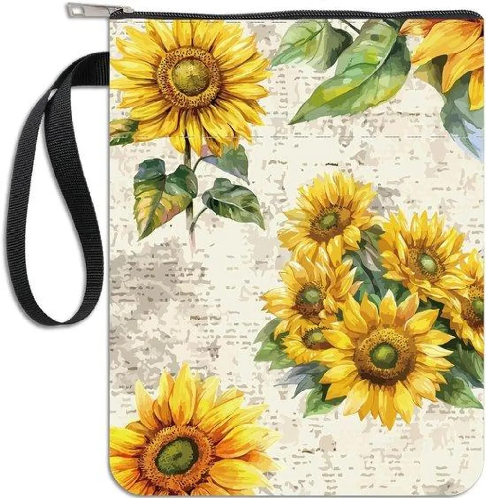 Pochette de livre motif tournesol : sac de protection imperméable