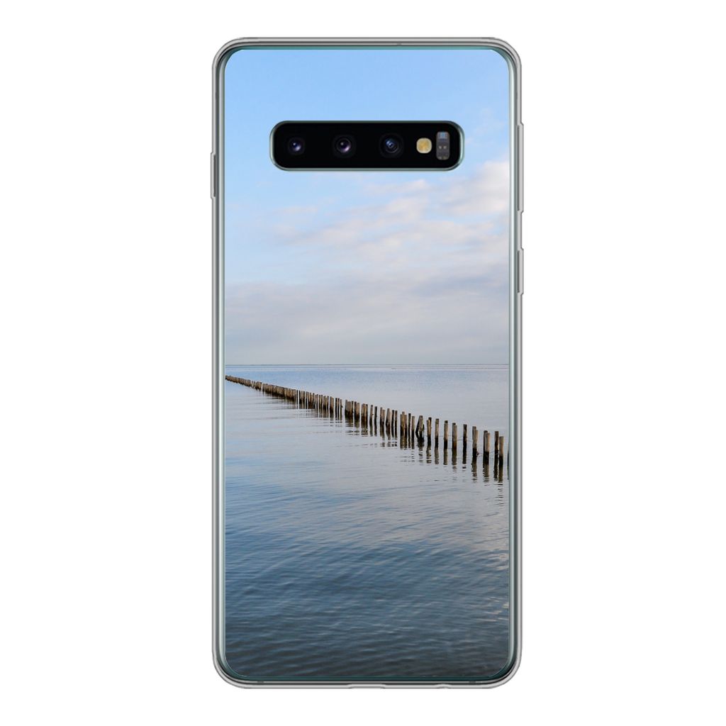 MuchoWow Handyhülle Schutzhülle Hülle für Samsung Galaxy S10 Nordsee - Wolken - Wasser Silikon Softcase Handy Hülle - Handytasche