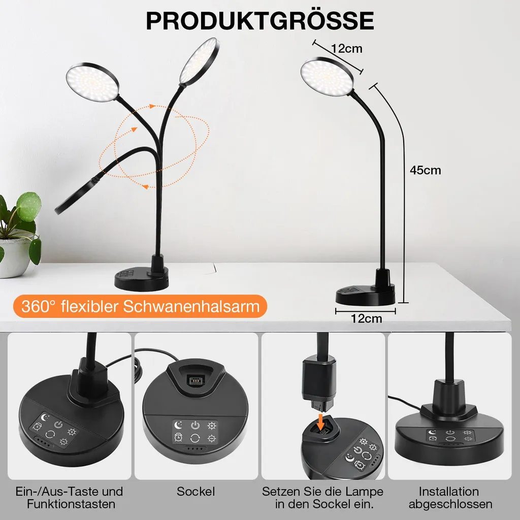 Lampada LED per Bambini Studiare con Porta USB - Luce Anti-Affaticamento - 4