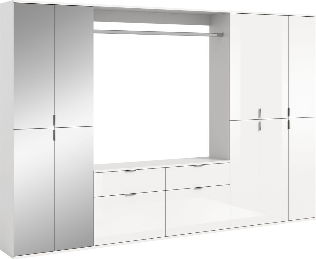 Garderobenkombination Weiß Hochglanz 273x193x34 cm Modern Produktbild 