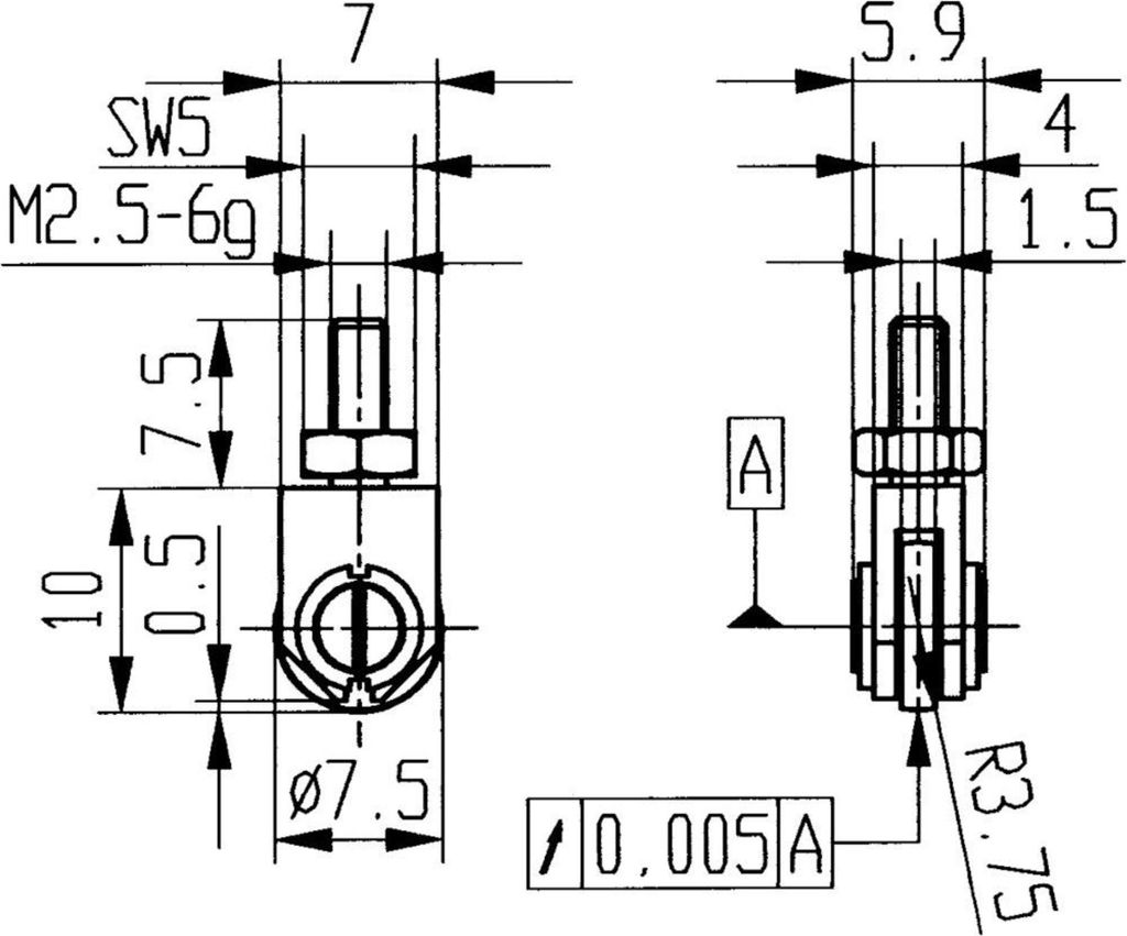 Käfer Messeinsatz Durchmesser 1,5mm Rolle Stahl Gewinde M2,5 für Messuhren - 62076