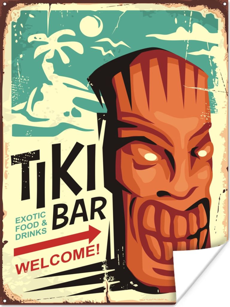 MuchoWow Poster Maske - Vintage - Tiki 90x120 cm - Wohnzimmer