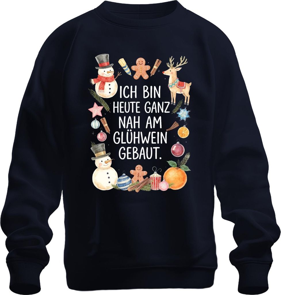 Ich bin heute ganz nah am Glühwein Weihnachten Advent lustig Uni Sweatshirt Pullover, Navy, XL