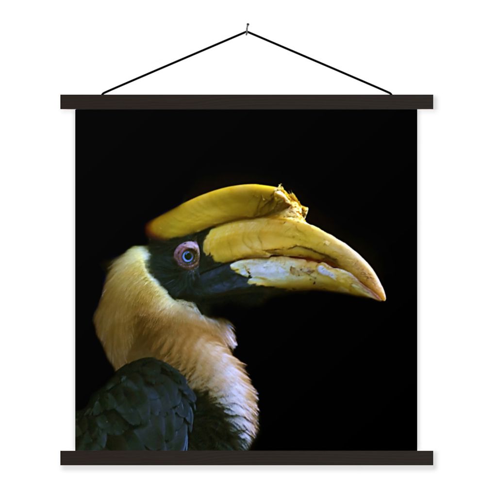 MuchoWow Textilposter Vogel - Schnabel - Schwarz 90x90 cm mit schwarzem Rahmen