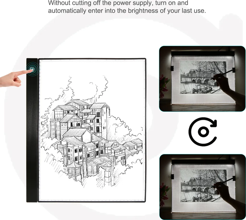 Tablette de Dessin Lumineuse Format A3 avec Luminosité Réglable USB - 3
