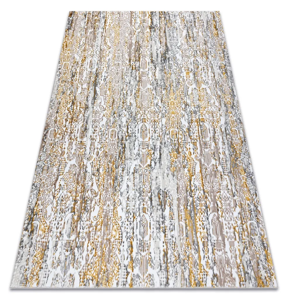 Petit tapis de chambre 80x150 cm GLOSS beige or pour déco chic luxe