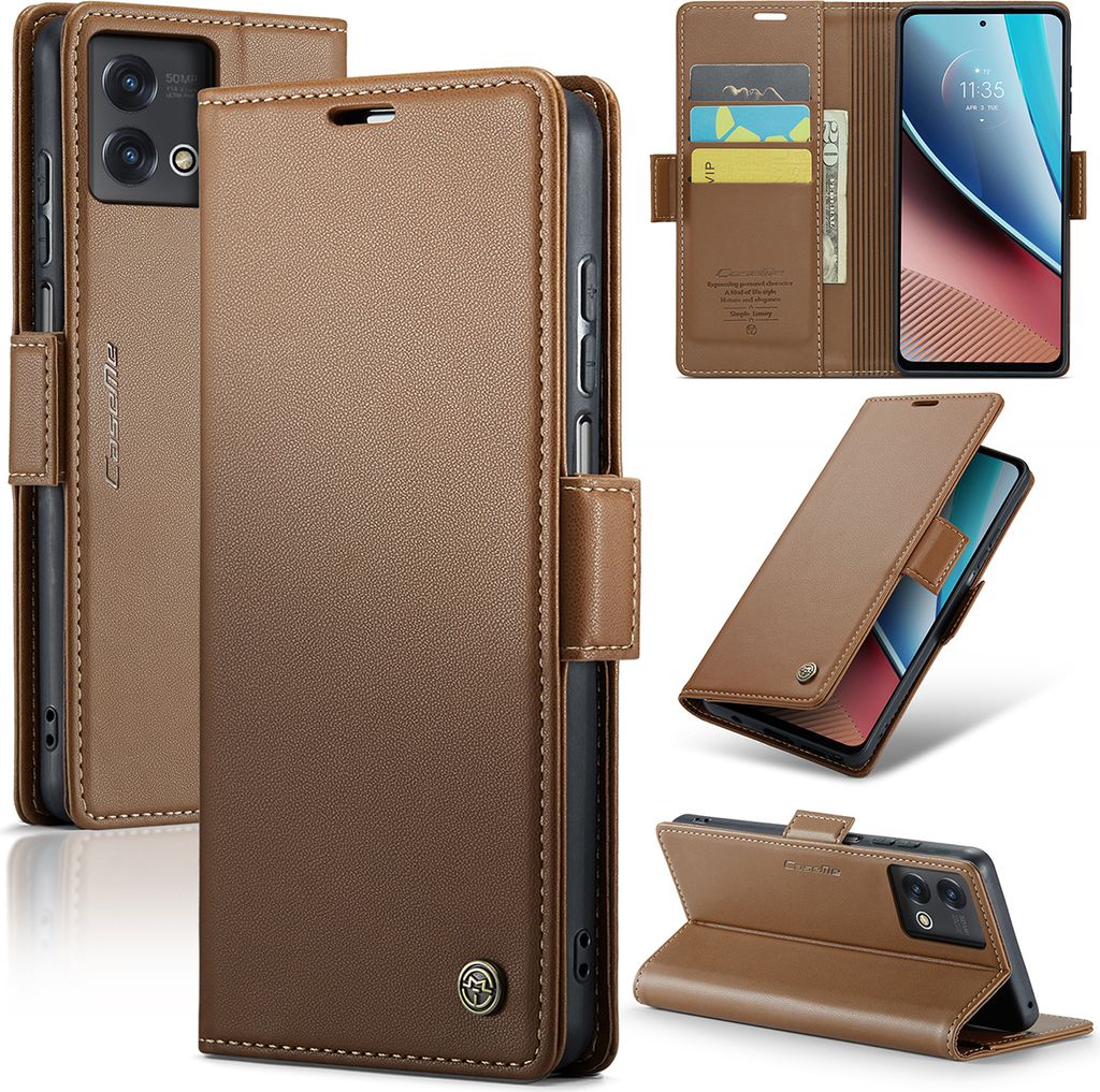 Moto G Stylus 5G 2023 Hülle, Leder Brieftasche Kartenfach Schutzhülle mit Standfunktion für Motorola Moto G Stylus 5G (2023) Braun