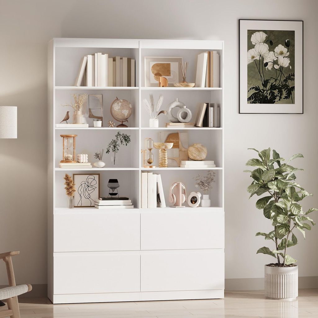 BEALIFE Scaffalatura 120x34x180 cm con 4 cassetti | MDF con Immagine del prodotto 