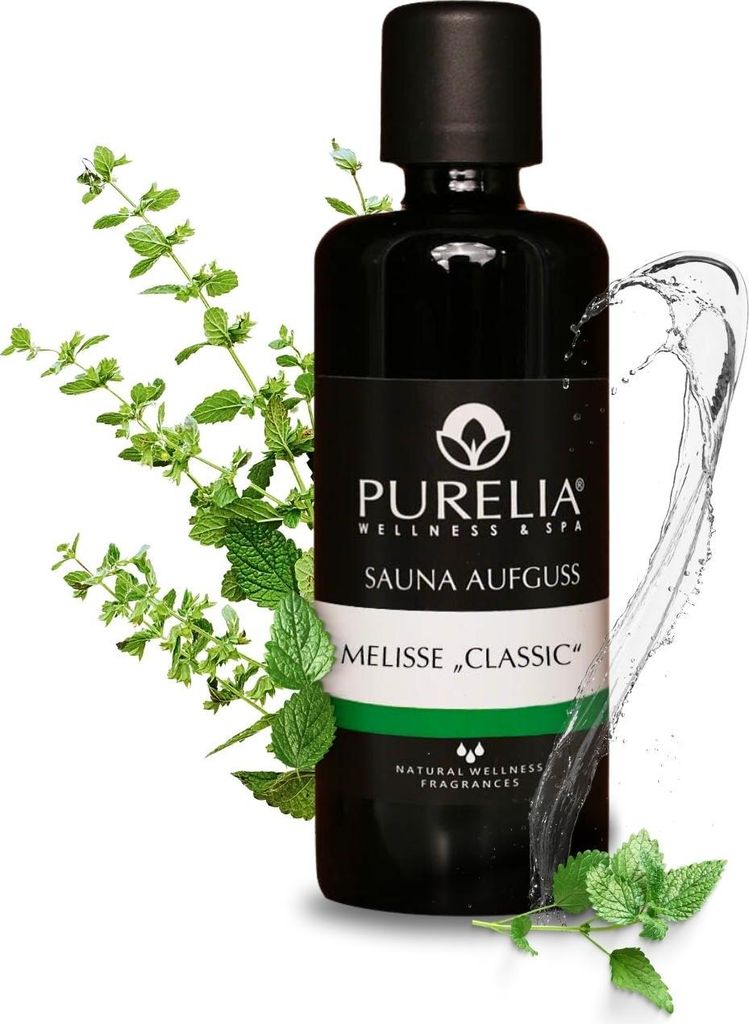 PURELIA Saunaaufguss Konzentrat Melisse (Classic) 100 ml natürlicher Sauna-aufguss - reine ätherische Öle