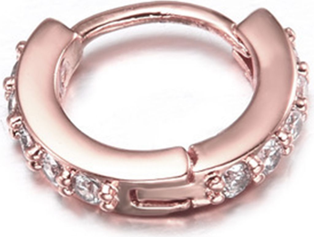 Frauen-Ohrring, Strass, schlicht, Mini-Piercing, Creolen, Ohrläppchen, Tragus, Kreis für Damen-Roségold,10mm