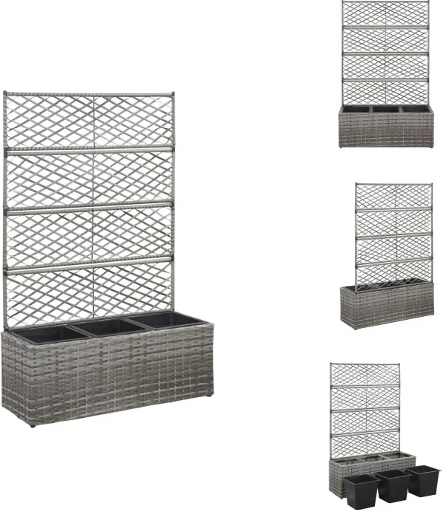 Mur végétal et brise-vue pour terrasse avec treillis 3 pots gris anthracite