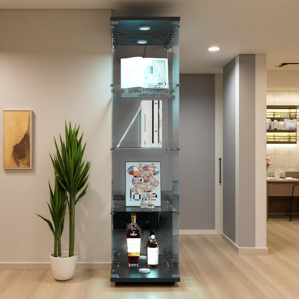 Vitrina de vidrio con iluminación LED, modelo de una puerta Imagen del producto 