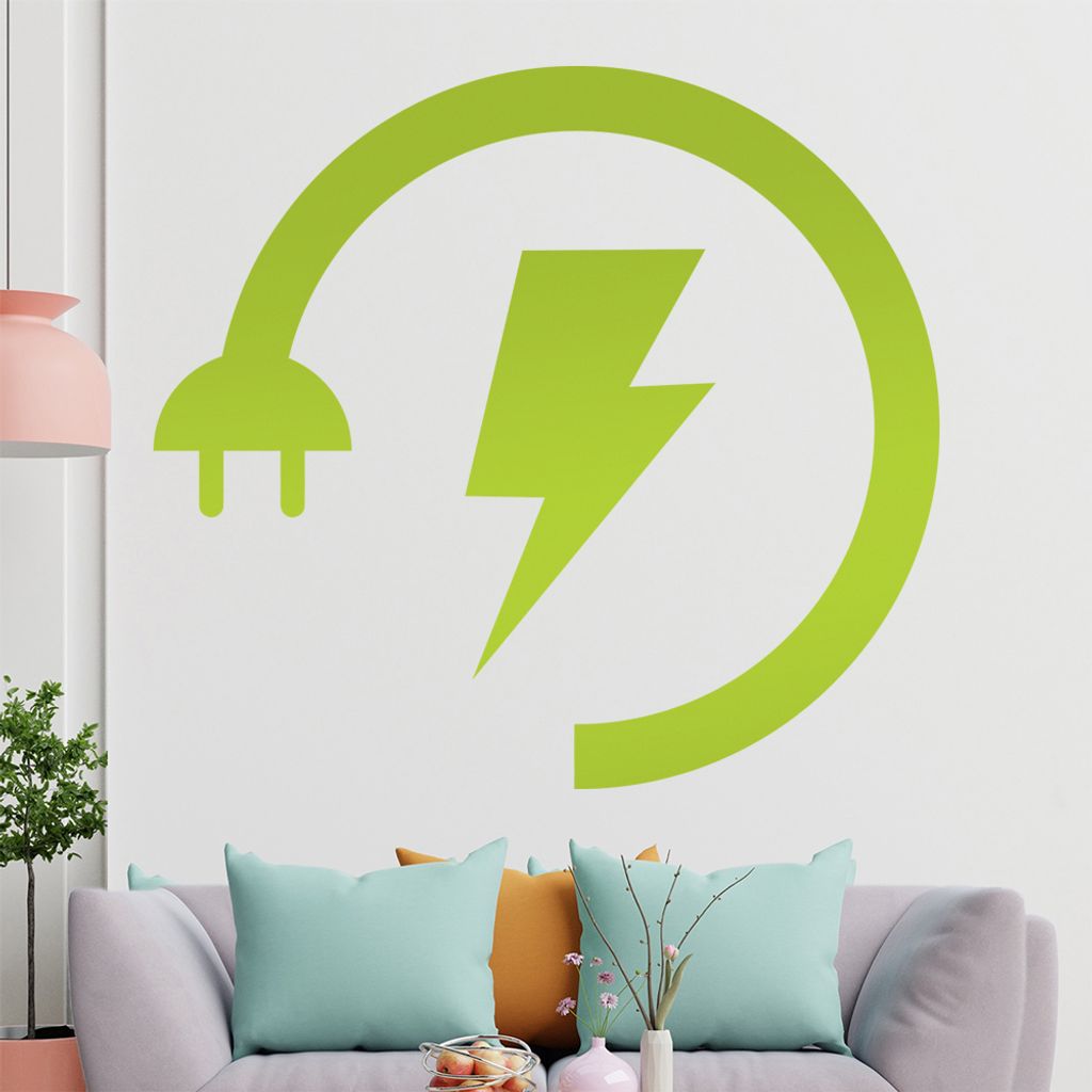 KIWISTAR Energie - Symbol Aufladen Akku Strom Wandtattoo in 6 Größen - Wandaufkleber Wall Sticker - Dekoration, Küche, Wohnzimmer, Schlafzimmer,...