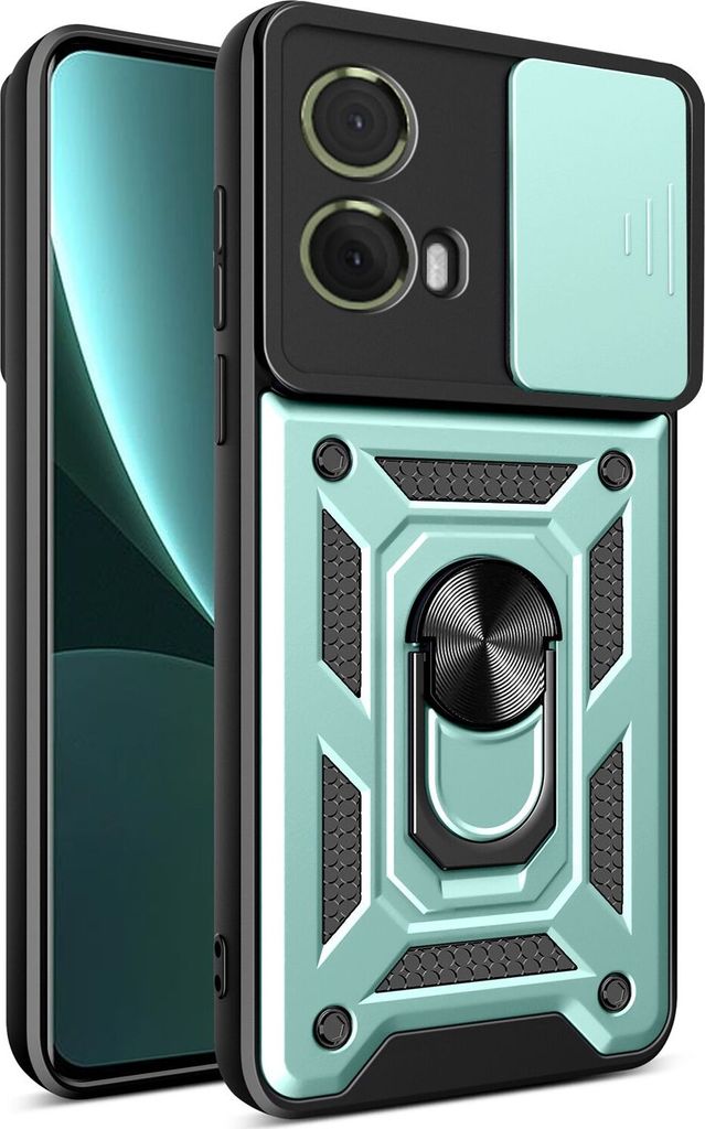 Hülle für Motorola Moto G85 Magnetische Ring Ständer Halter Dia Kameraschutz TPU Bumper Silikon Schutzhülle Grün