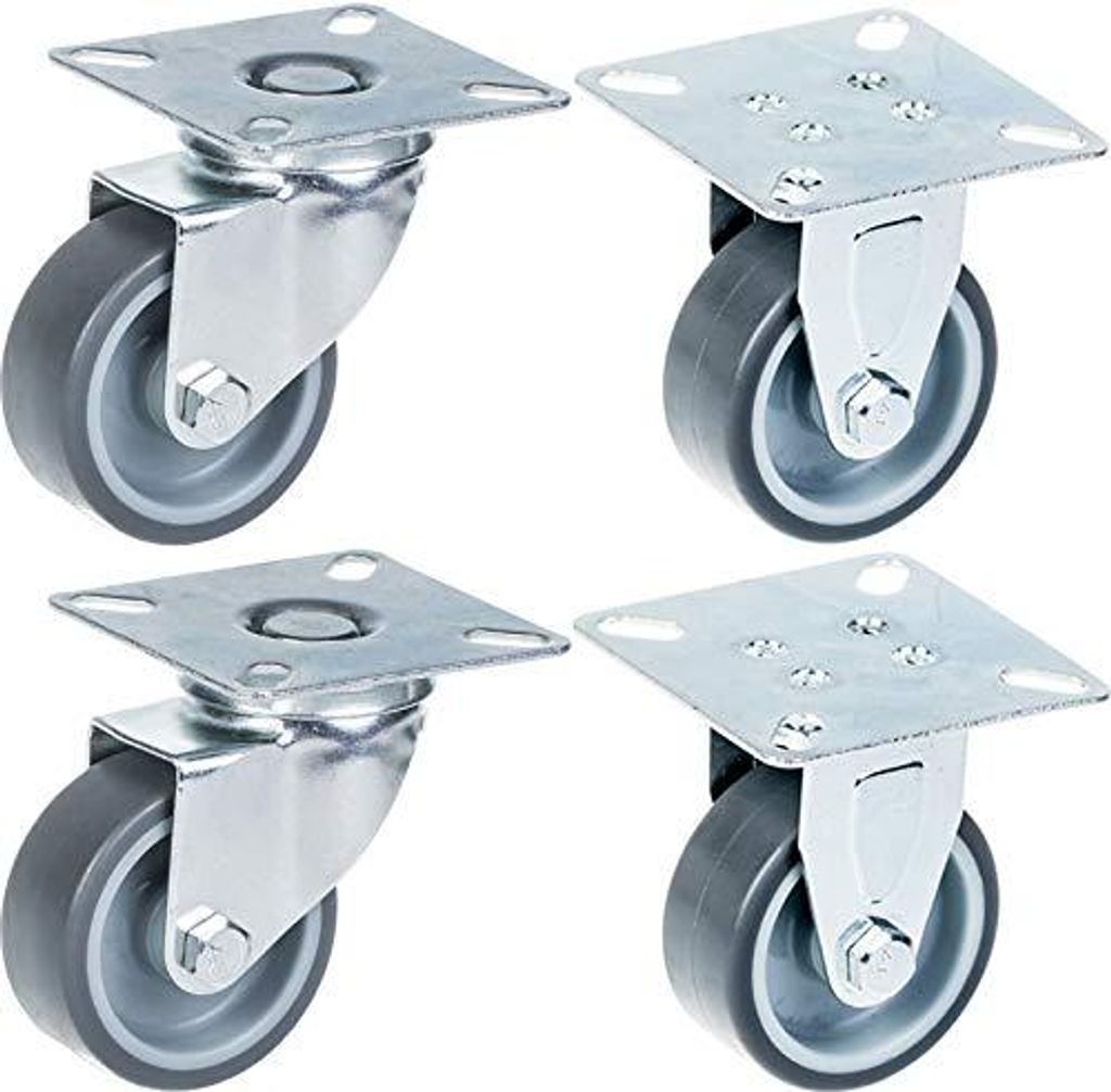 50 mm 2"-Rollen mit grauem Gummireifen, drehbar und Produktbild 