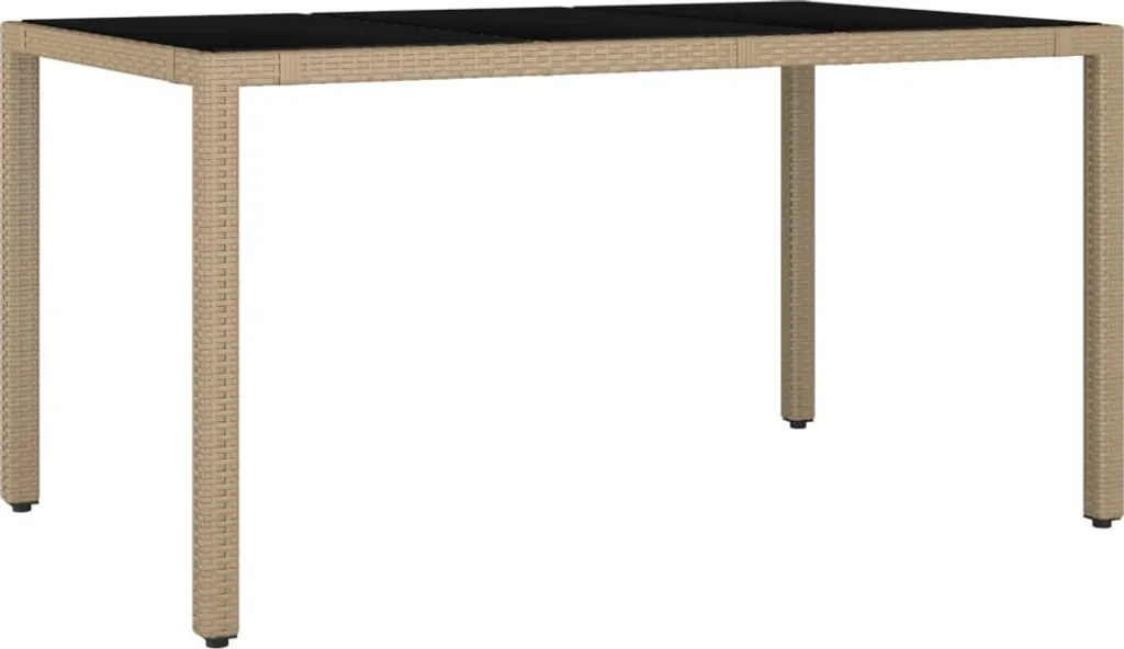 Offerta Tavolo Giardino vidaXL Vetro e Polyrattan Beige - Affrettati