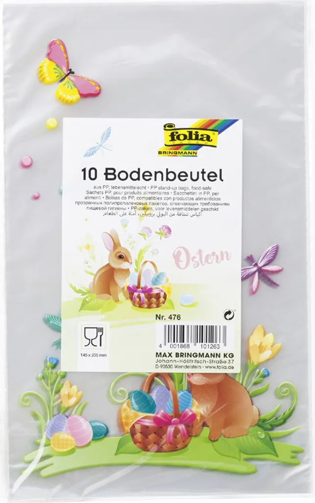 Sachet Pâques à Fond Stable 115 x 190 mm - Design Festif et Transparent