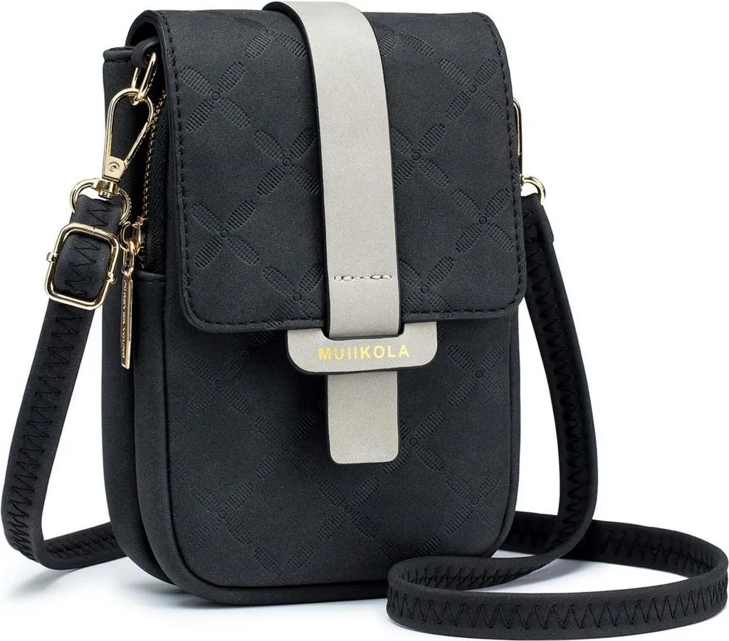 MUIIKOLA Sac pour téléphone portable femme noir RFID grande capacité