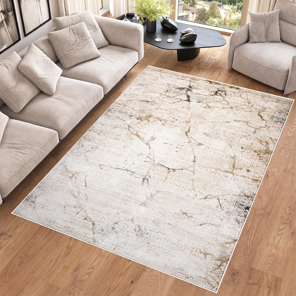 Tapiso Teppich HERA Modern Creme Beige Wohnzimmer Schlafzimmer 120 x 170 cm