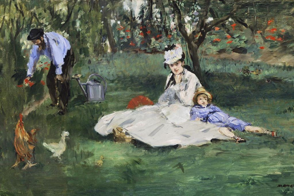 Plakat 30x20cm Die Monet Familie, Édouard Manet Vintage fürs Wohnzimmer