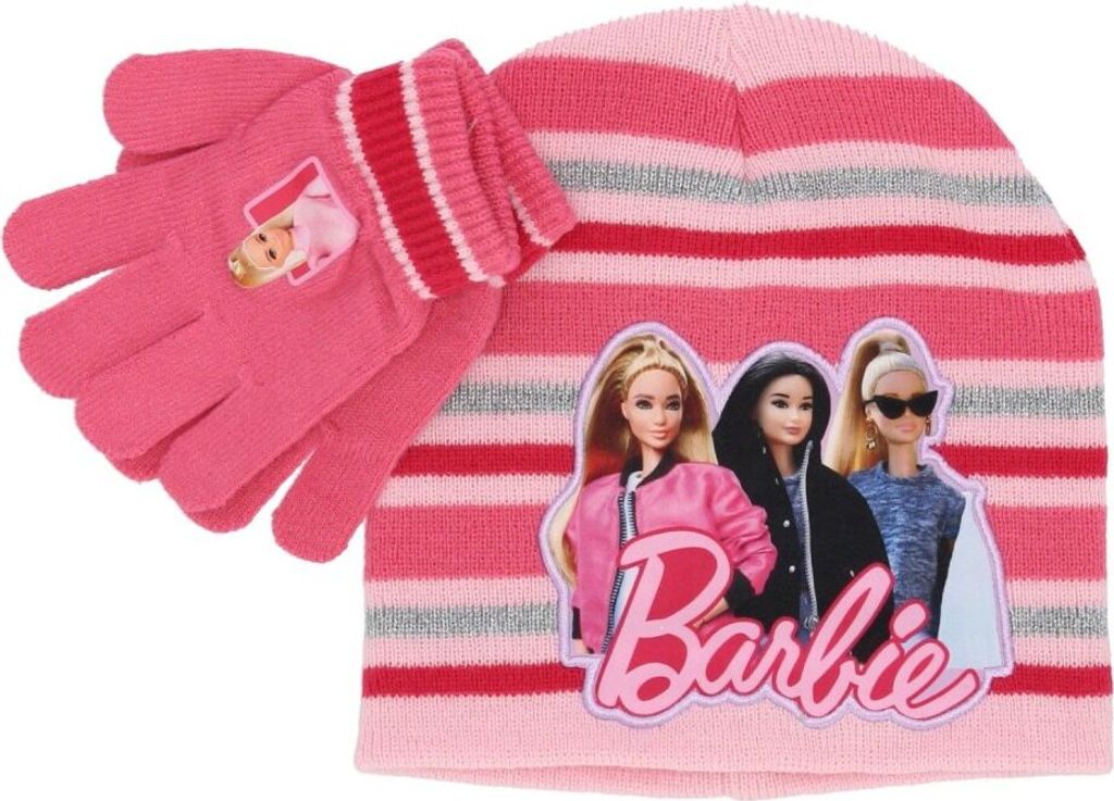 Barbie Winter-Set Mütze und Handschuhe für kleine Modefans Rosa