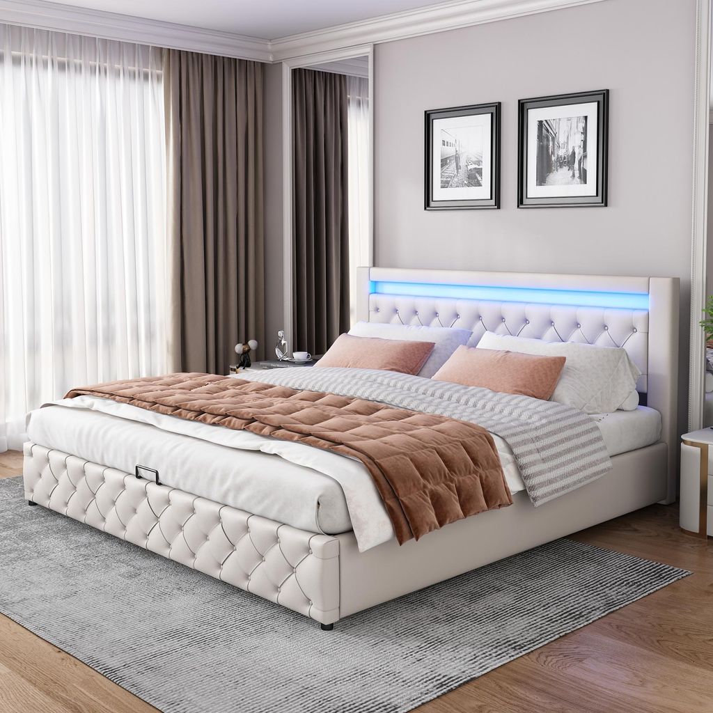 STILVORA Polsterbett 180x200cm mit LED-Beleuchtung, Produktbild 