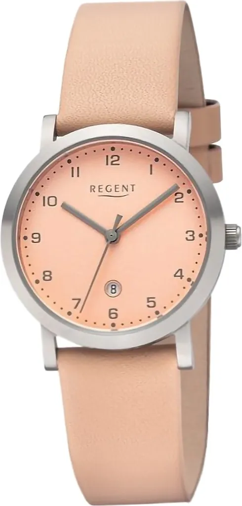 Montre Quartz Femme Regent Bracelet Cuir Souple Rose Anti-Irritation