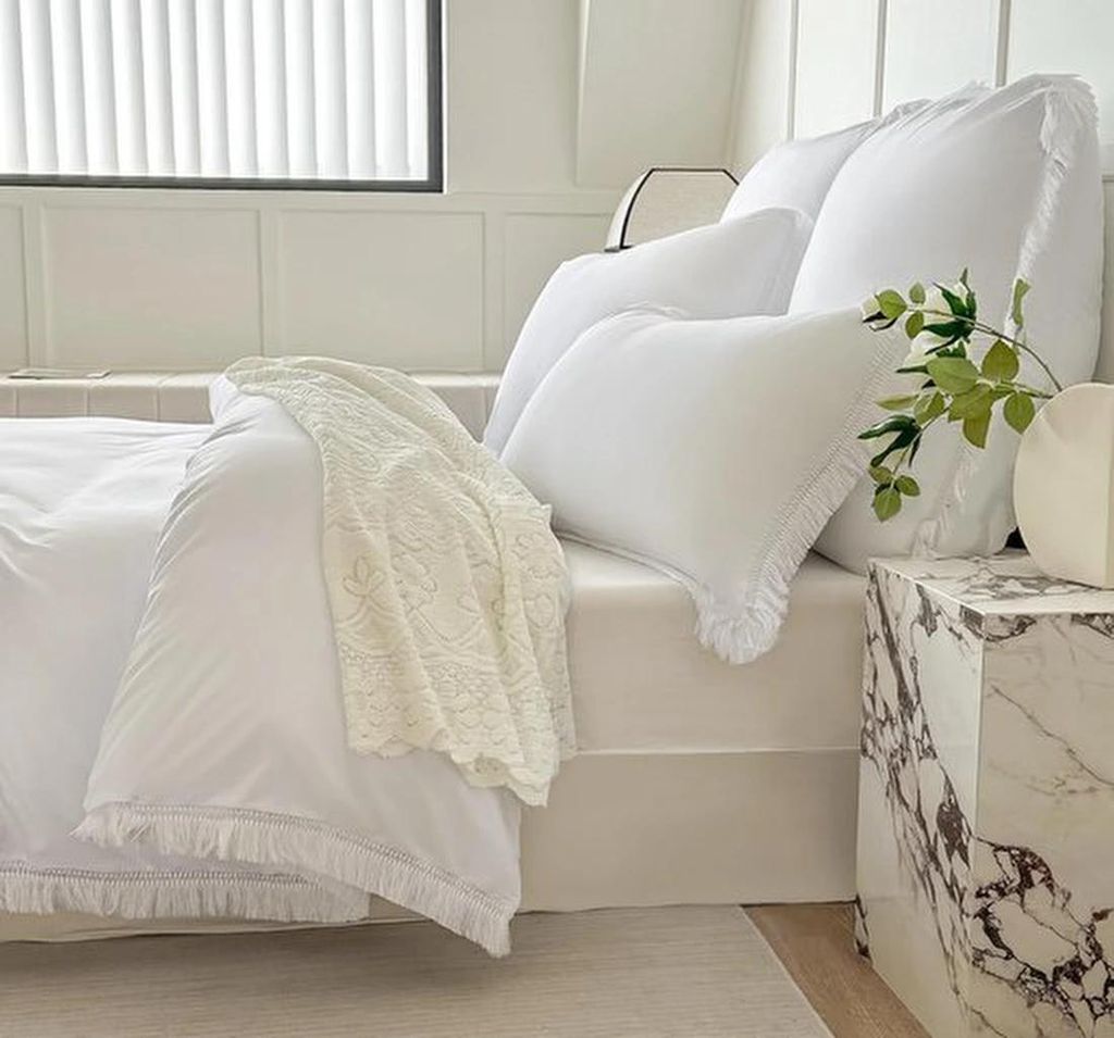 Unyqoos Stylish Boho-Bettwäsche mit Quasten für Doppelbett 200x200 cm