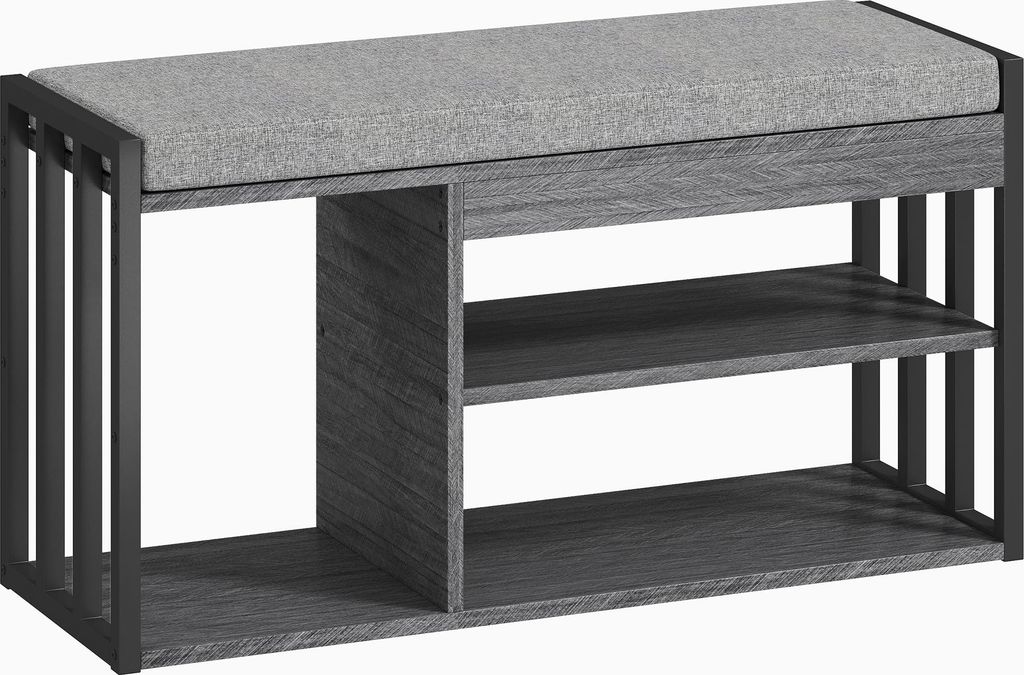 Schuhregal mit Sitzbank, Flurregal für Schuhe, Schuhschrank mit 3-stufigem Design, für Flur, Eingangsbereich, Wohnzimmer, Schlafzimmer, Grau