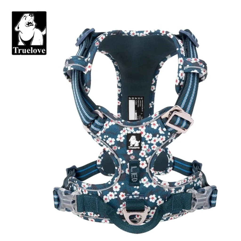 Pettorina Cane XL Flower Power Saxony Blue | Look Unico e Riflettente