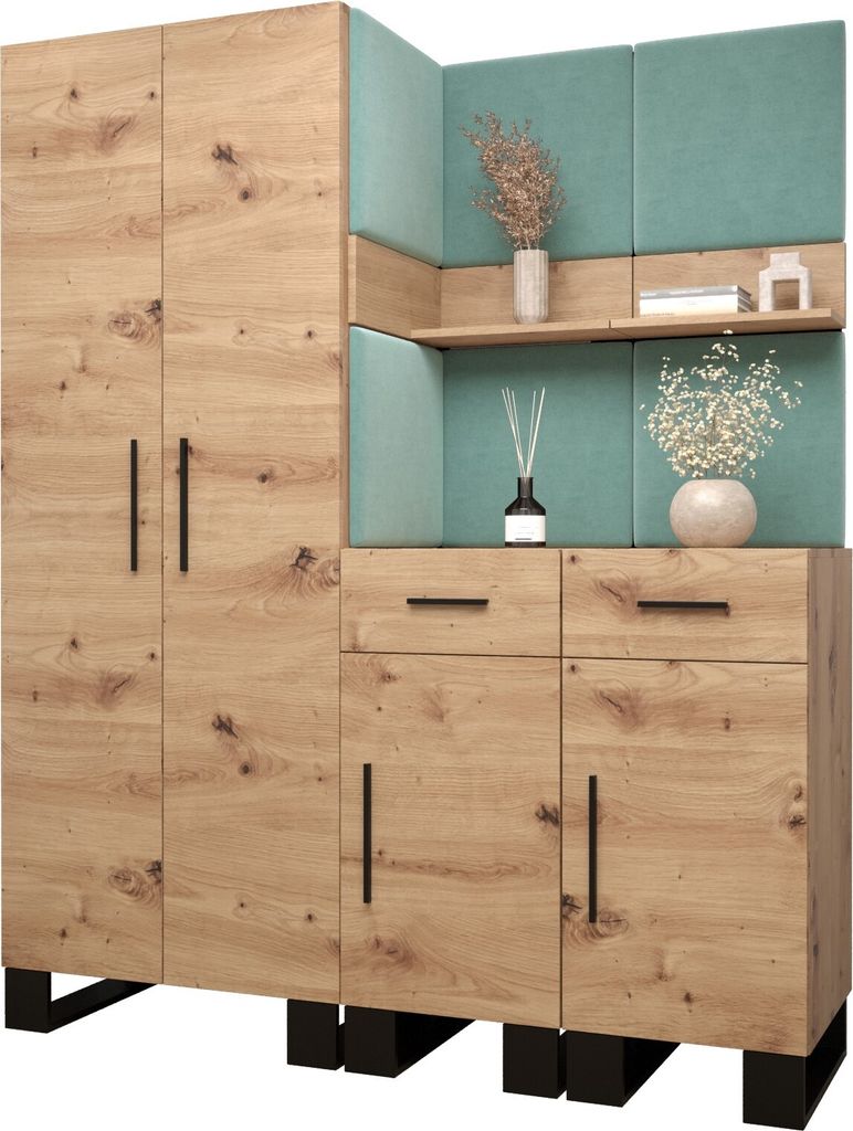 Garderobe ARTIN Set 7 mit gepolsterten Paneelen Industrial Design