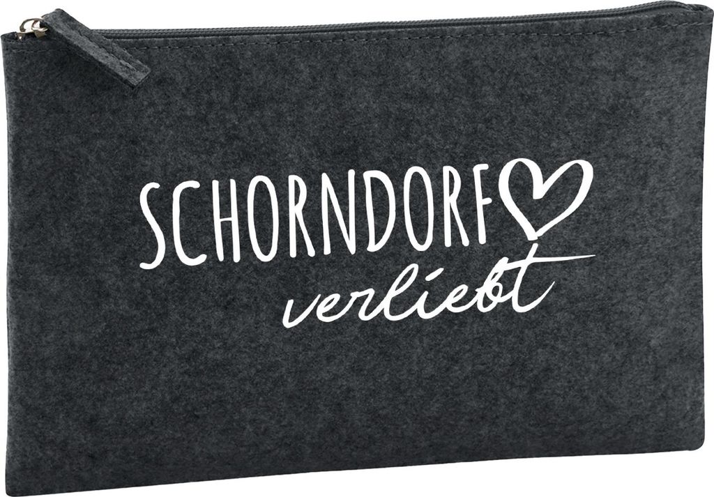 Huuraa Kulturbeutel Schorndorf verliebt 1 Liter Charcoal Filz Kosmetiktasche Geschenkidee