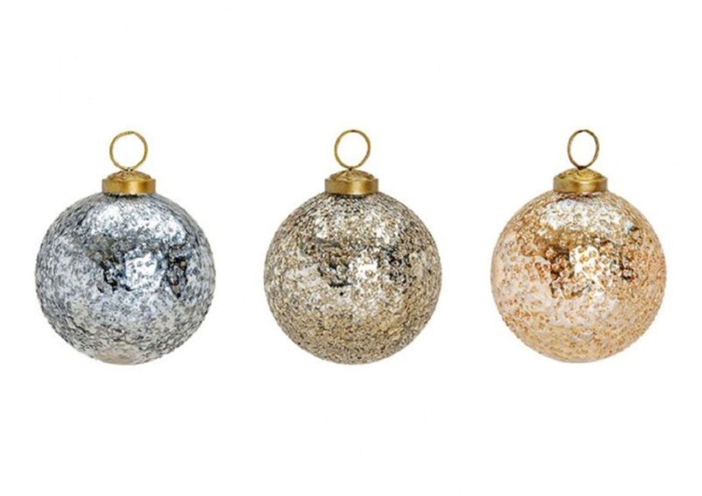 Weihnachtskugeln aus Glas in Gold, Braun oder Silber, Farbe:silber