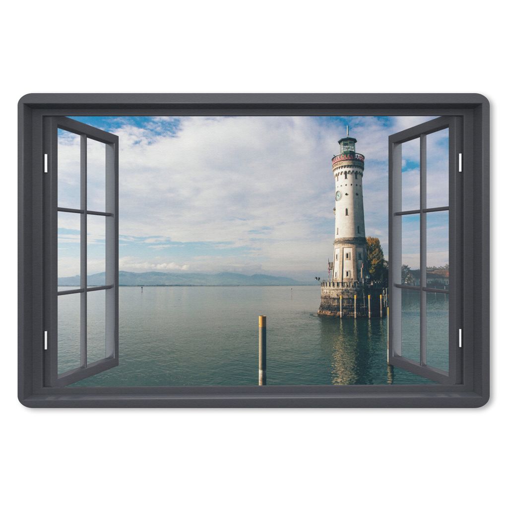 MuchoWow Schreibtischunterlage Aussicht - Wasser - Leuchtturm 60x40 cm - XXL Mauspad - Großes Mauspad