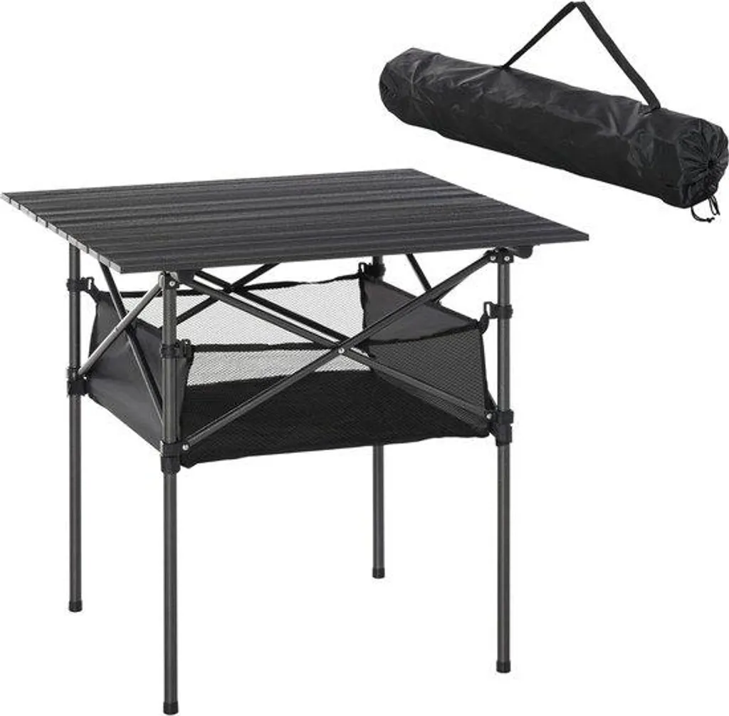 Table de camping pliante avec plateau carré 70 cm, robuste et légère