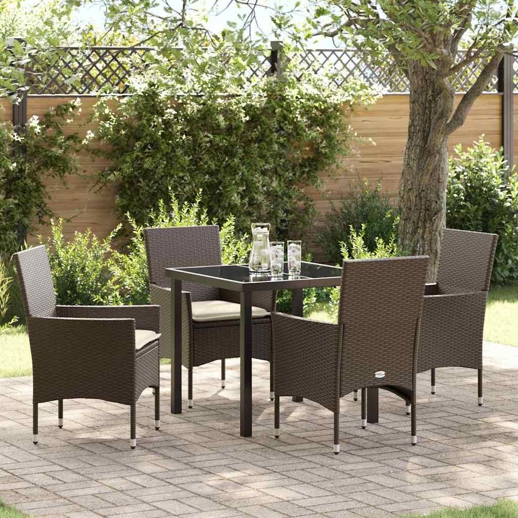 Maison Exclusive - Garten Essgruppe mit Kissen 5 pcs Braun Poly-Rattan