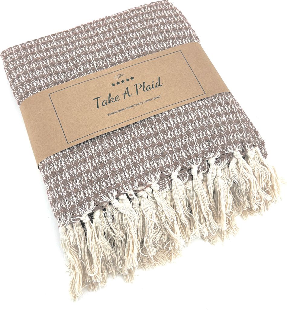 Heimtexland Hochwertige Strick Kuscheldecke Fransen Wohndecke Boho Wolldecke 100% Baumwolle Sofadecke 180x130 weich und warm Strickdecke natur T...