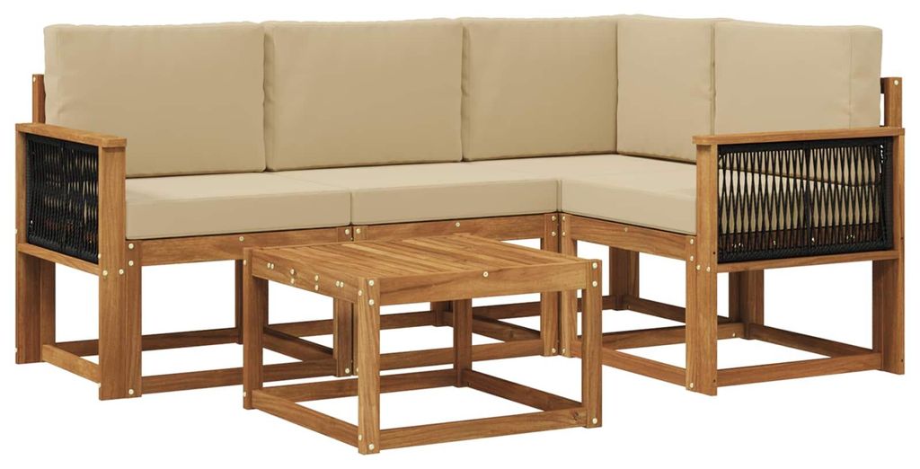 vidaXL Outdoor-Sofagarnitur 5 pcs Natur und Beige Polyester
