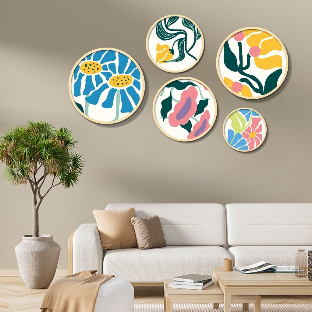 Wallity, Elegantes Dekoratives MDF Gemälde (5 Teile), 100% Massivholz, 1,5 cm dick | Größen: 43,5x43,5 cm bis 18x18 cm | Perfekt für stilvolle ...