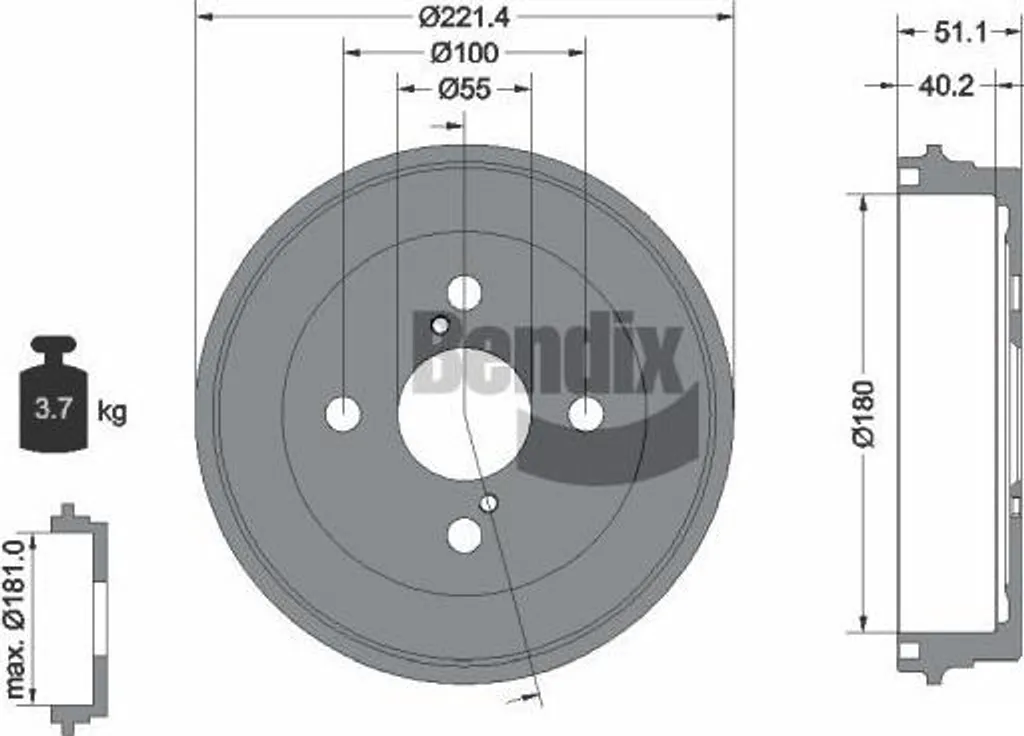Tambour de Frein iQ : Remplacement Standard Bendix BDM1142 Sécurité