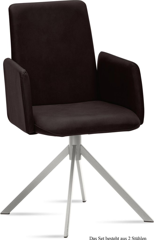 Armlehnstuhl (2er-Set) Dorina 52x92x60 Edelstahl/Espresso