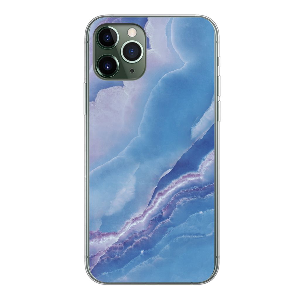 MuchoWow Handyhülle Schutzhülle Hülle für iPhone 11 Pro Natursteine - Lila - Mineralien Silikon Softcase Handy Hülle - Handy