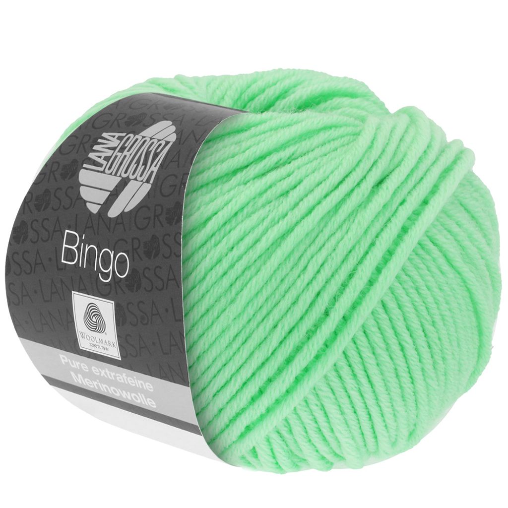 A ball of green yarn on a white background.