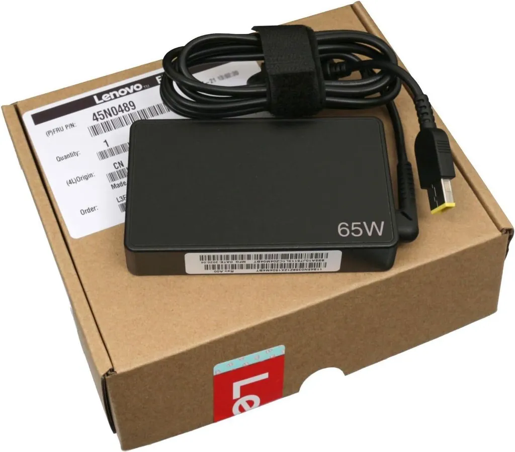 Chargeur PC portable Lenovo 65W avec embout rectangulaire Slim Tip