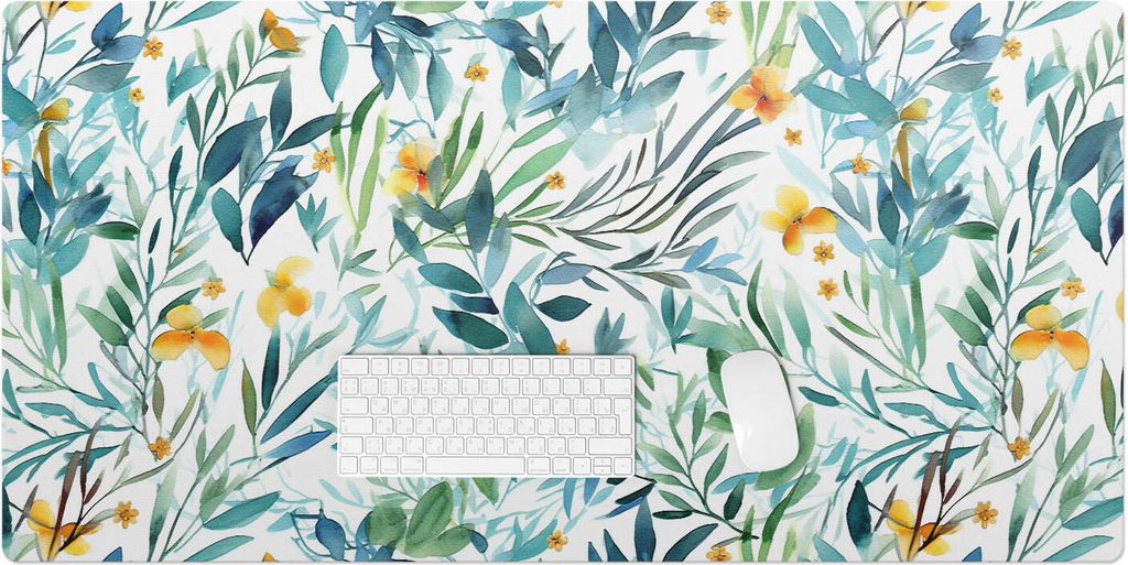 Pflanzenaquarell – Schreibtischunterlage – Rutschfeste Tischunterlage – Schreibtischmatte für Büro & Zuhause – Schreibunterlage – Mausp...