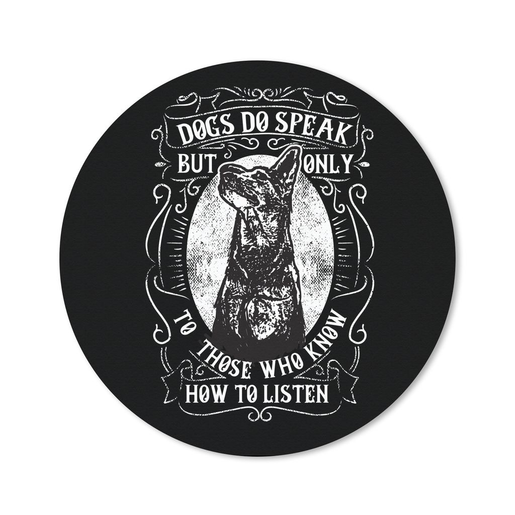 MuchoWow Mauspad Mousepad Hund - Retro - Schwarz - Weiß - Spruch 30x30 cm - Mousepads - Maus Mat - Pad - Mausunterlage - Tischunterlage - Schrei...