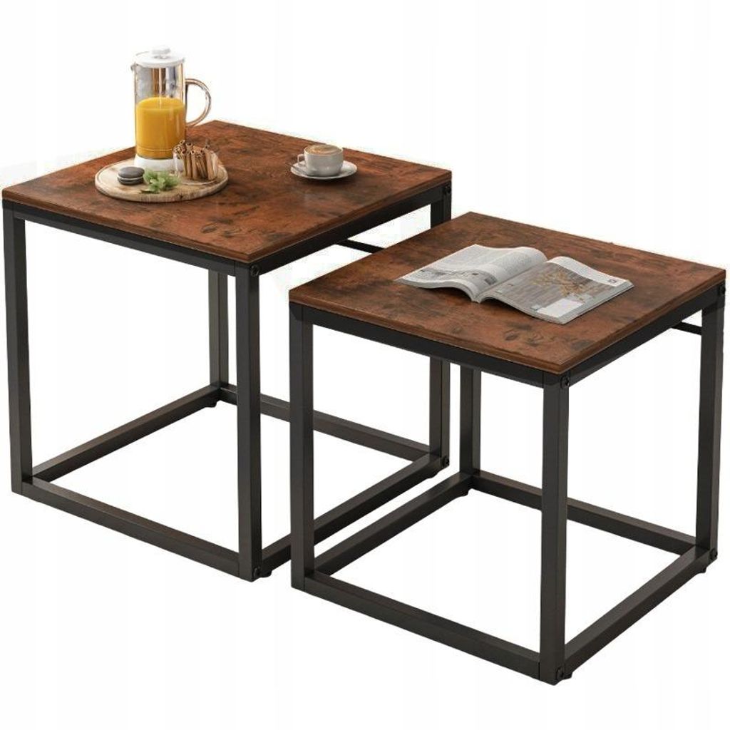 Tavolino, set di tavoli 2in1, loft, marrone scuro Immagine del prodotto 