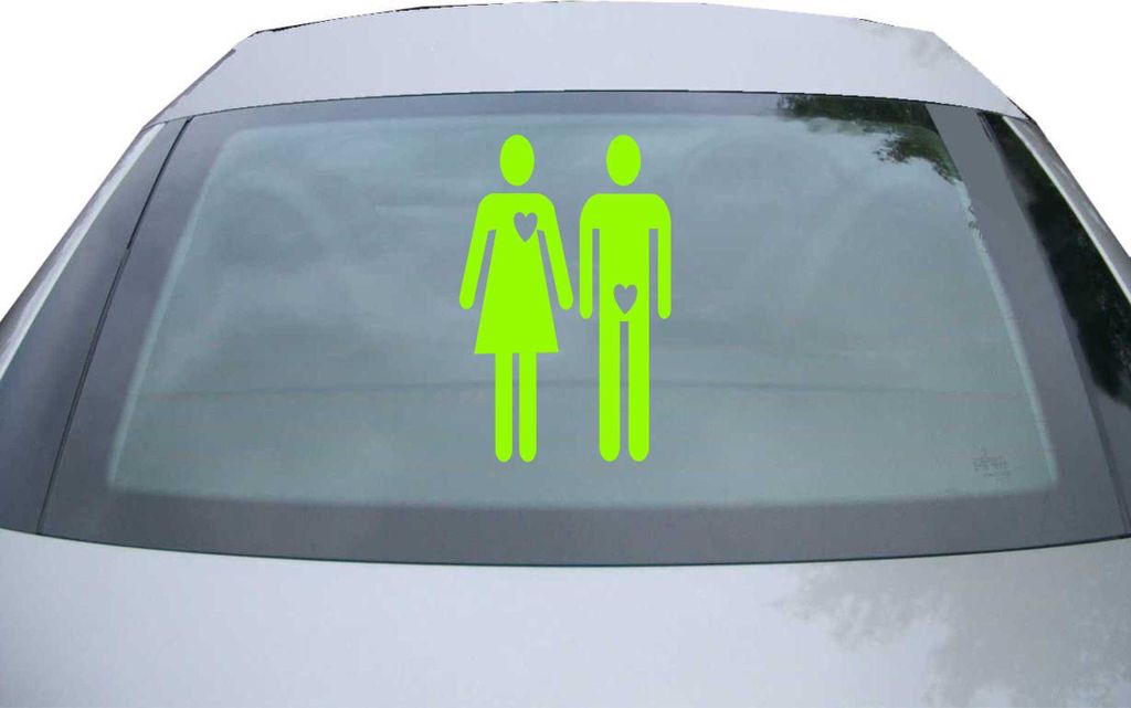 Indigos UG - Aufkleber Heckscheibe & Motorklappe DE2315 - neongrün - 600x388 mm - Wahre Liebe - Auto Scheiben Fenster Heckklappe Tuning Racing JDM...
