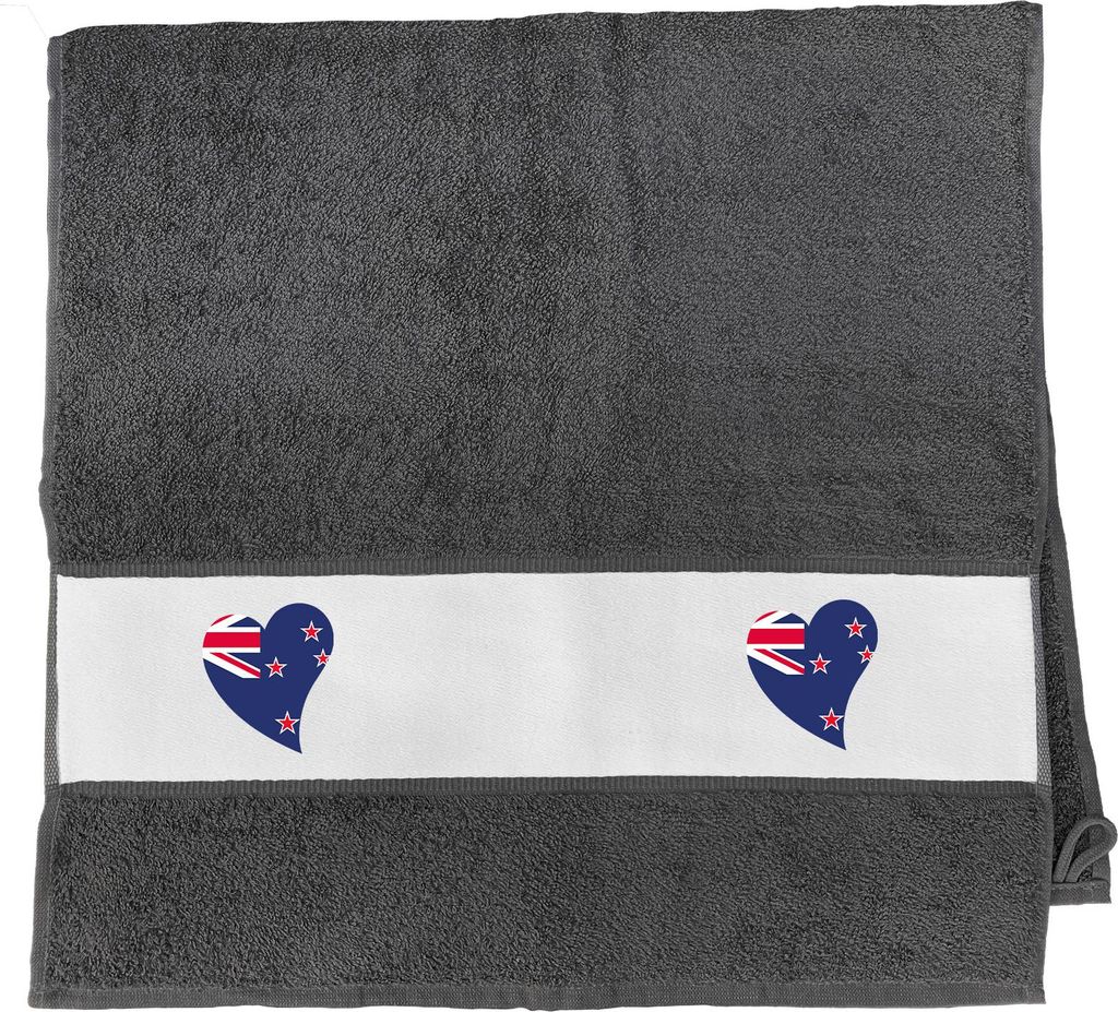 Huuraa Handtuch Neuseeland Flagge Herz 50x100cm Graphite Baumwolle Handtuch Geschenkidee
